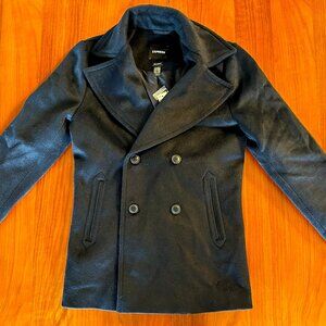 Express Mens XS Black Peacoat (Unused, tag on)